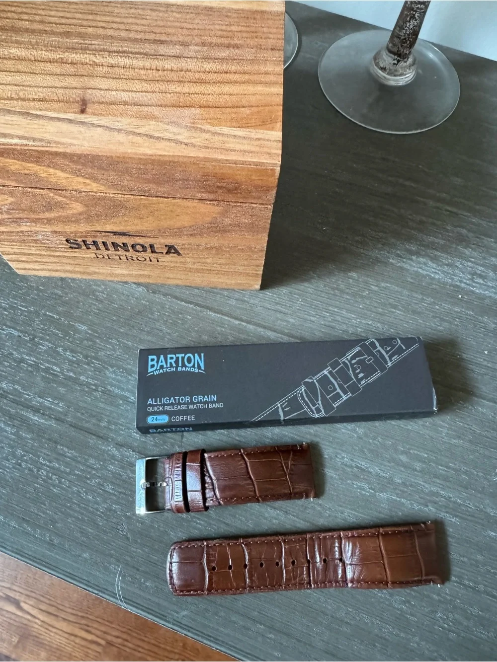 Shinola Midnight Blue Dial Stainless Steel Case Brown Leather Strap Watch
